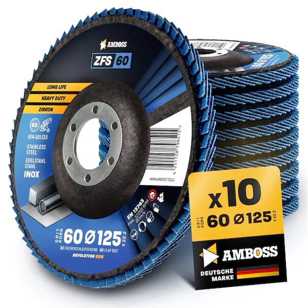 10x Amboss ZFS Fächerschleifscheibe Korn:60 Ø125mm