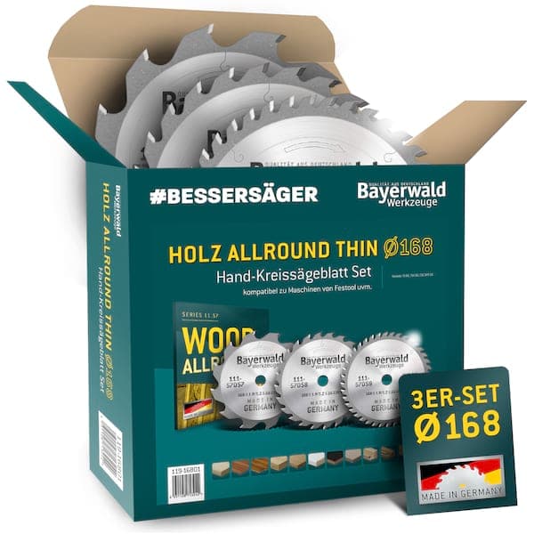 Bayerwald HOLZ ALLROUND Ø168 Akku-Handkreissägeblatt Set geeignet u.a. für Festool