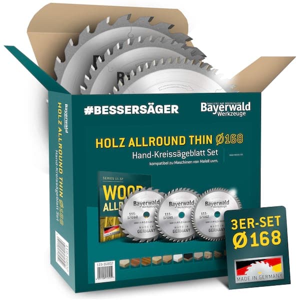 Bayerwald HOLZ ALLROUND Ø168 Akku-Handkreissägeblatt Set geeignet u.a. für Mafell