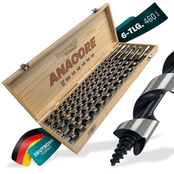 Bayerwald 6-tlg. Schlangenbohrer Set - Gesamtlänge 460 mm ANACORE 6 - Ø 10-12-14-16-18-20 mm - extra lang