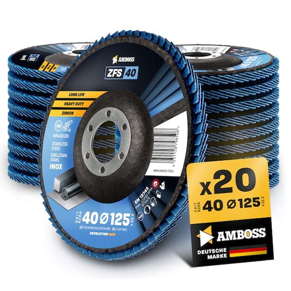 20x Amboss ZFS Fächerschleifscheibe Korn:40 Ø125mm
