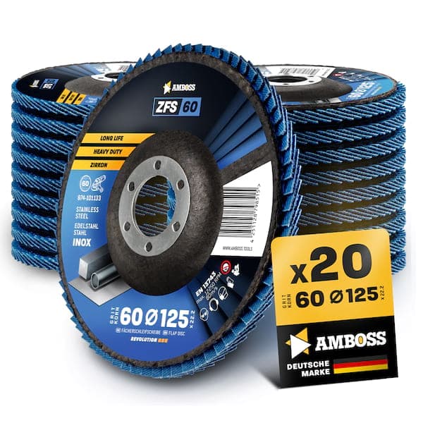 20x Amboss ZFS Fächerschleifscheibe Korn:60 Ø125mm