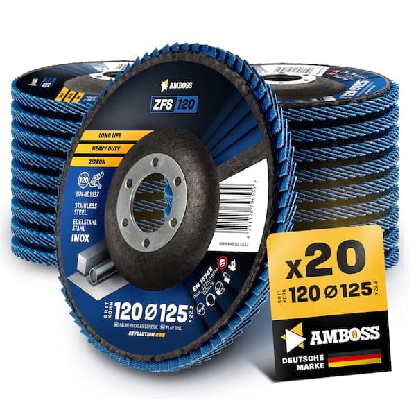 20x Amboss ZFS Fächerschleifscheibe Korn:120 Ø125mm