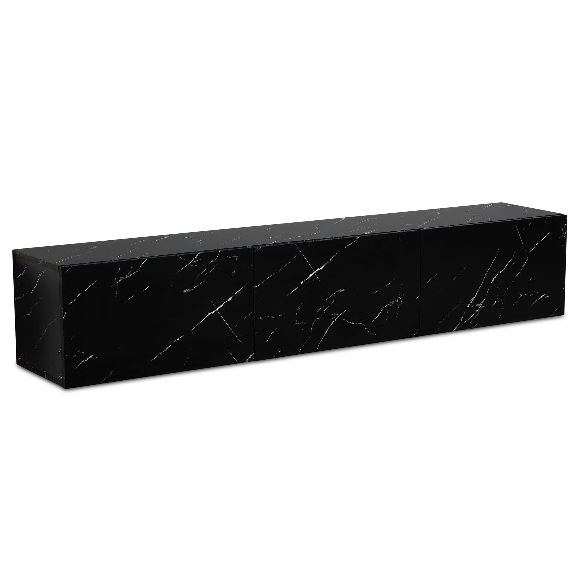 FineBuy Lowboard Hängend Marmor-Optik 160x30x30 cm TV-Schrank, Design Fernsehtisch mit Klapptüren Modern, Fernsehschrank Wand, TV-Kommode Fernsehkommode zum Aufhängen