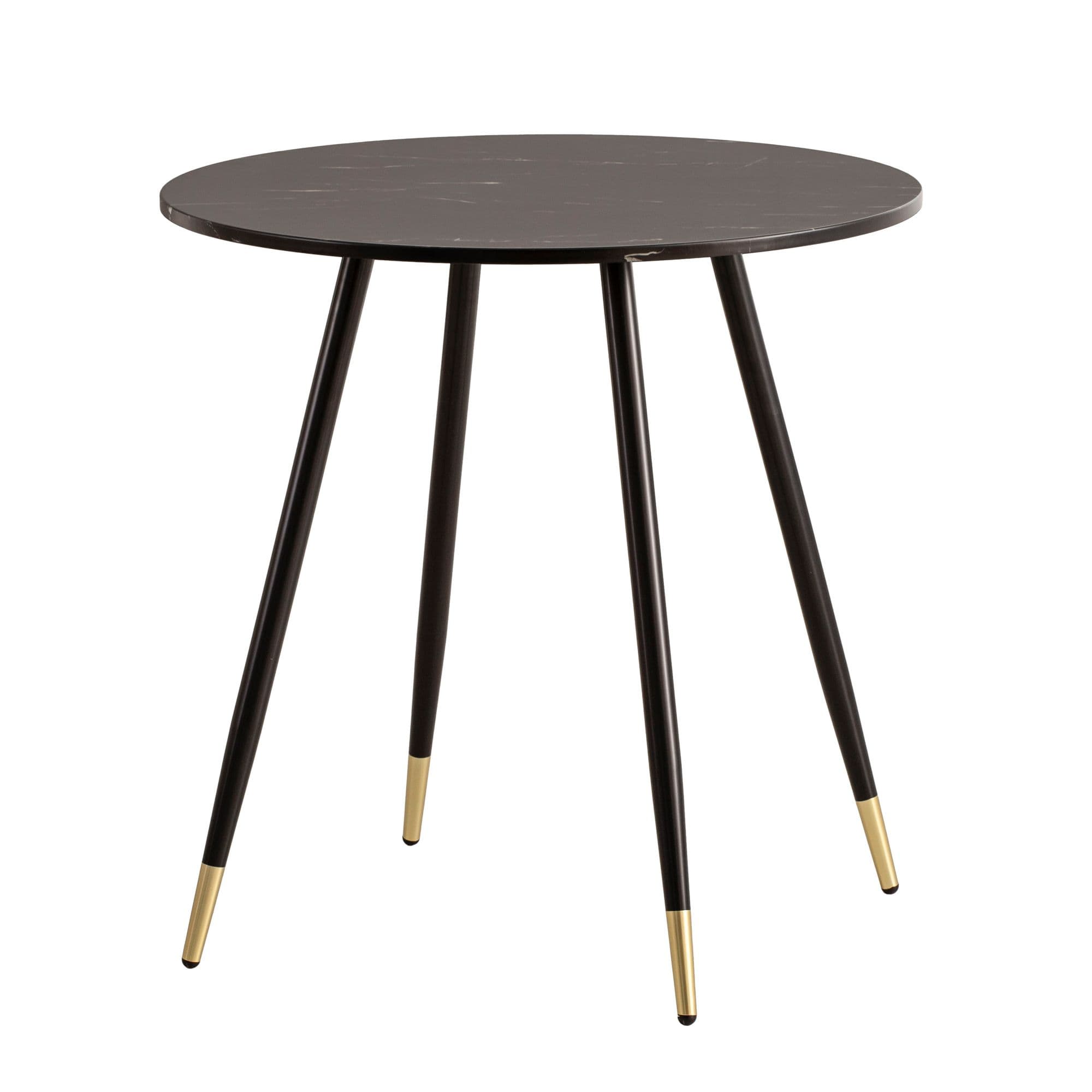 FineBuy Esszimmertisch 75x75x76 cm Marmor-Optik Esstisch Modern, Küchentisch mit Metallbeinen, Kleiner Speisetisch Esszimmer Rund
