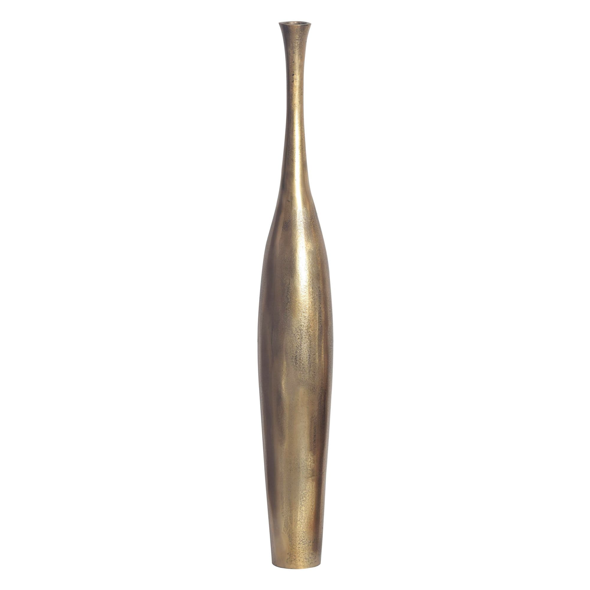 FineBuy Deko Vase Aluminium Gold Blumenvase Modern Groß, Dekovase Extravagant für Blumen, XXL Alu Bodenvase Metall Wohndeko Handgefertigt