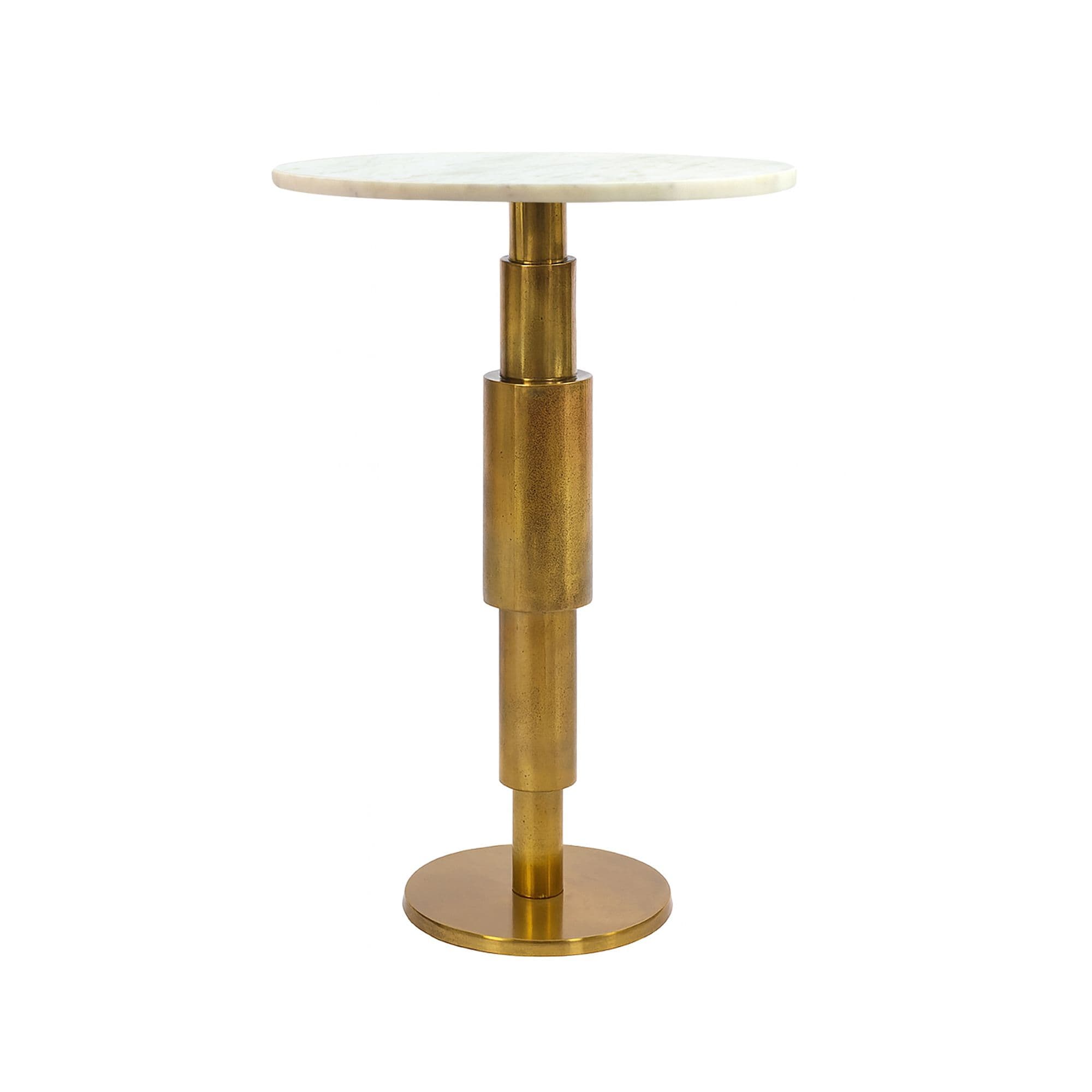 FineBuy Beistelltisch Marmor rund 59 cm Dekotisch mit Marmor Tischplatte - Design Dekotisch mit Aluminiumgestell - Anstelltisch Sofatisch modern - Couchtisch Wohnzimmertisch elegant Handmade