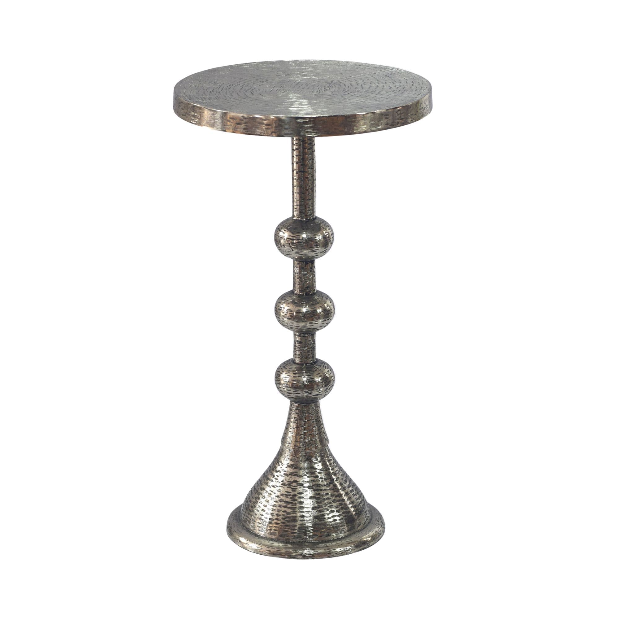 FineBuy Beistelltisch Aluminium 30cm Runder Anstelltisch Metall - Dekotisch Alu orientalisch - Wohnzimmertisch klein - Design Couchtisch Sofatisch Wohnzimmer Orient Handmade