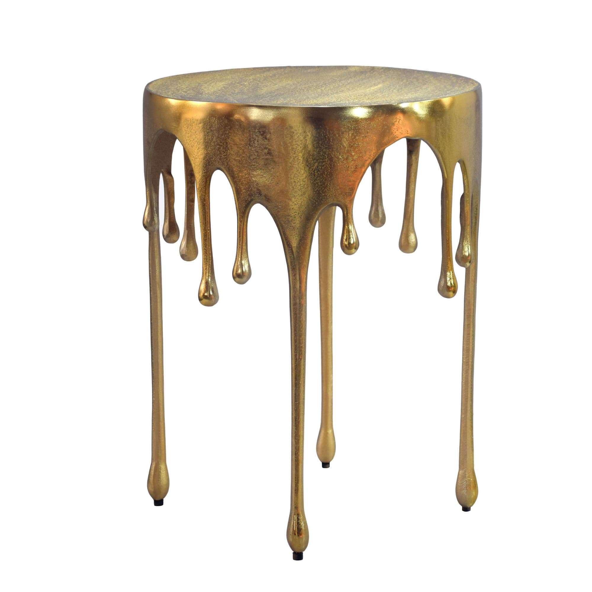 FineBuy Beistelltisch 43cm Aluminium Tisch Rund - Design Anstelltisch Alu Modern - Wohnzimmertisch Metall Tropfen - Metalltisch Dekotisch Couchtisch Handmade