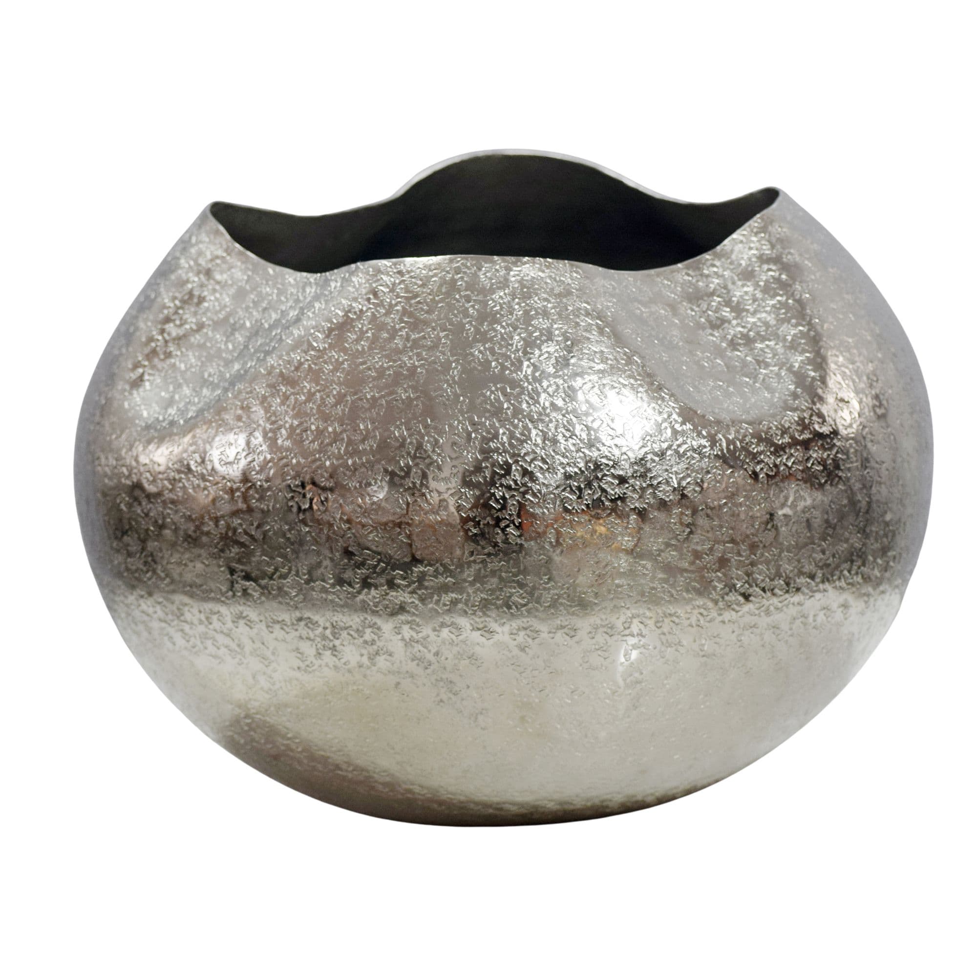 FineBuy Tischvase Aluminium 30cm - Dekovase rund - Metall Vase modern - Wohnzimmer Deko Alu - Design Vase Tisch Dekoration - Pflanzgefäß Handmade