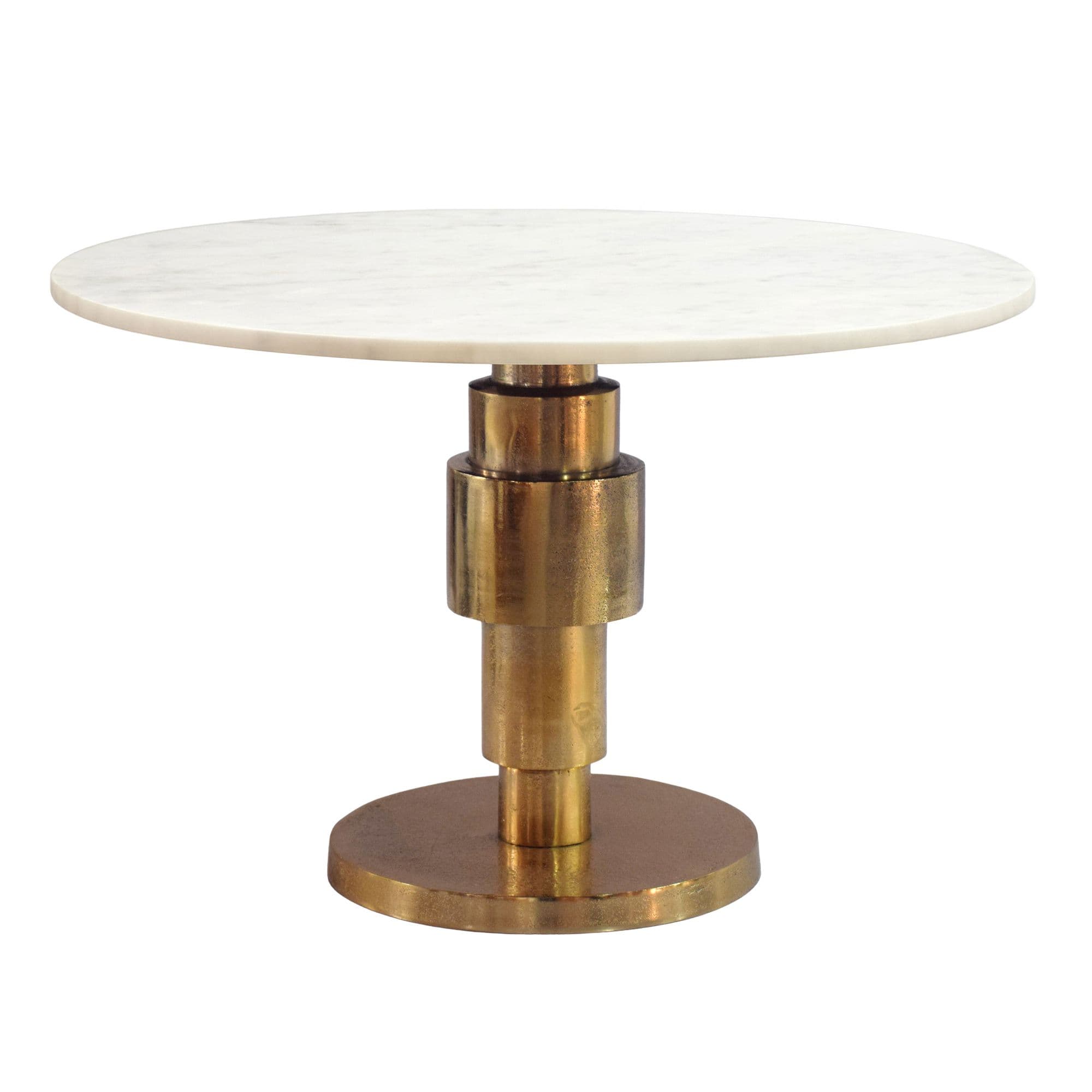 FineBuy Couchtisch Gold 60cm mit Marmor Tischplatte - Wohnzimmertisch rund - Sofatisch Alu modern - Beistelltisch Aluminium - Design Tisch Wohnzimmer Metallgestell Handmade