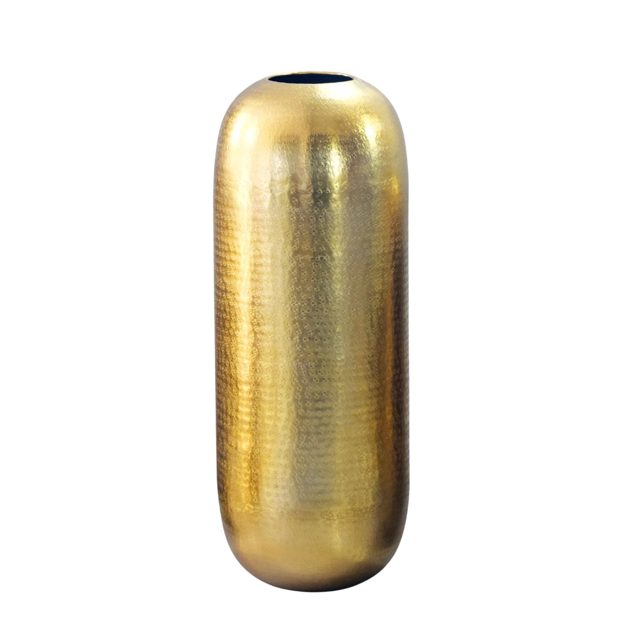 FineBuy Bodenvase Aluminium Gold - Dekovase groß - Standvase rund modern - Vase Metall für Blumen - Design Wohnzimmer Deko - Wohndeko Handmade