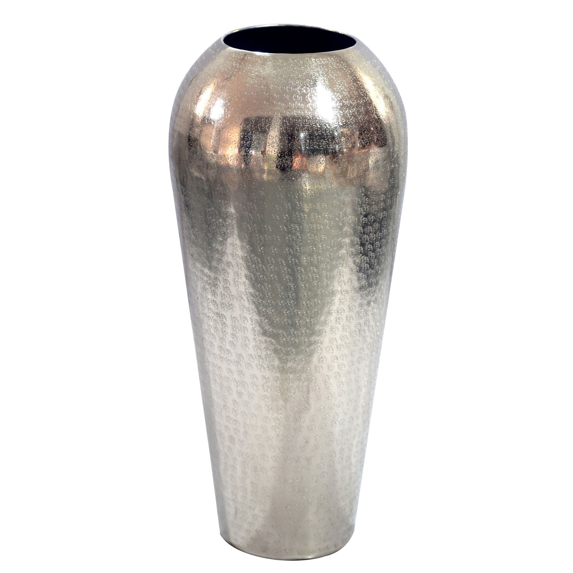 FineBuy Dekovase Aluminium 50cm - Standvase groß - Bodenvase rund modern - Vase Metall für Blumen - Design Wohnzimmer Deko - Wohndeko Handmade