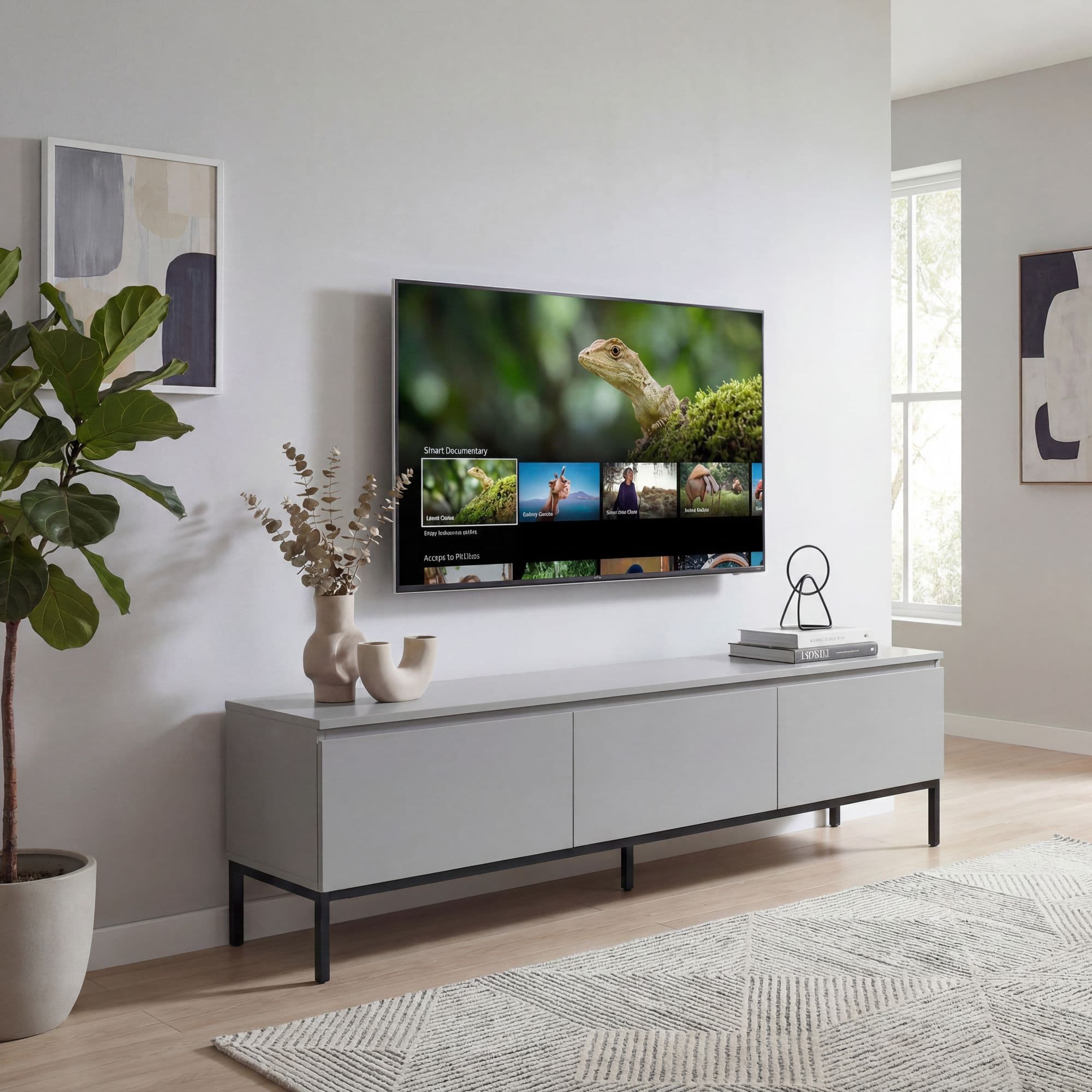 FineBuy Lowboard 150cm TV Kommode Grau Rechteckig mit 3 Schubladen - Design TV Schrank - Fernsehtisch Grifflos - Moderner Fernsehschrank - Fernsehkommode Wohnzimmer