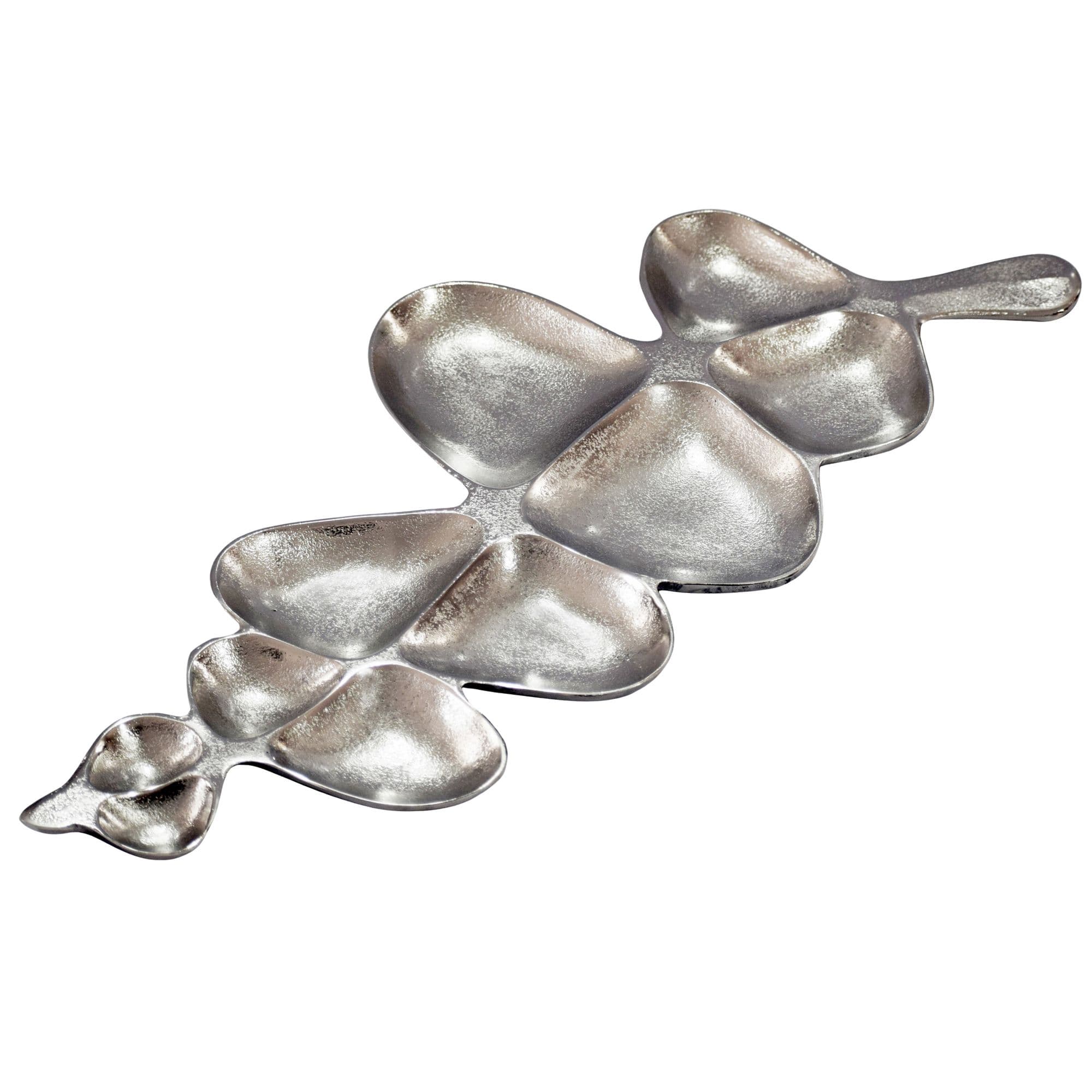 FineBuy Dekoschale Schale Metall 60,5cm Tischdeko - Moderne Metallschale aus Aluminium in Blattform - Elegante Aluschale - Alu Schmuckschale Handmade