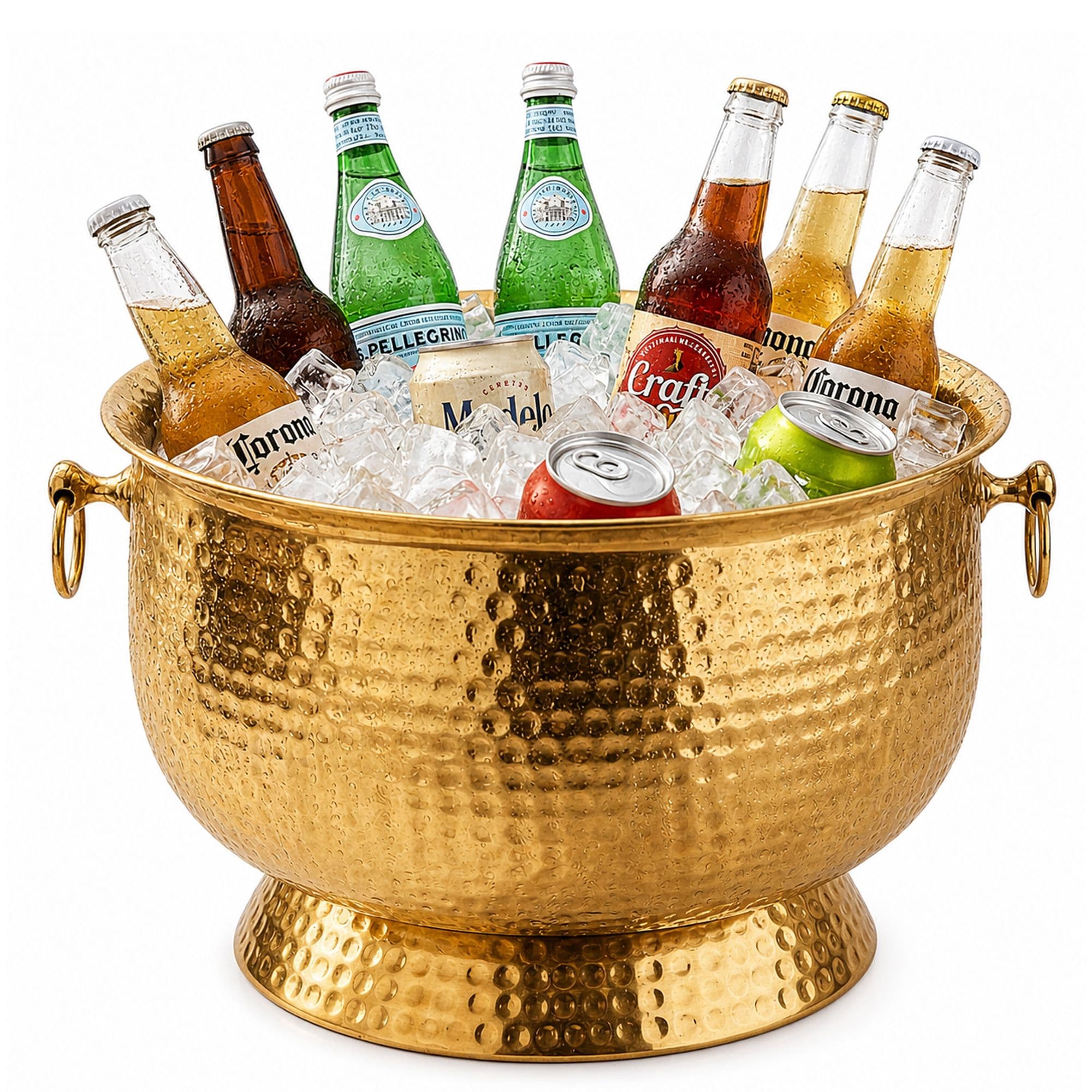 FineBuy Getränkekühler - Hammerschlag Flaschenkühler XXL 37cm für Wasser, Champagner, Softdrinks, Wein, Sekt, Bier - Eiskübel Party Groß, Eiseimer, Weinkühler Gartenparty Hochzeit Handmade