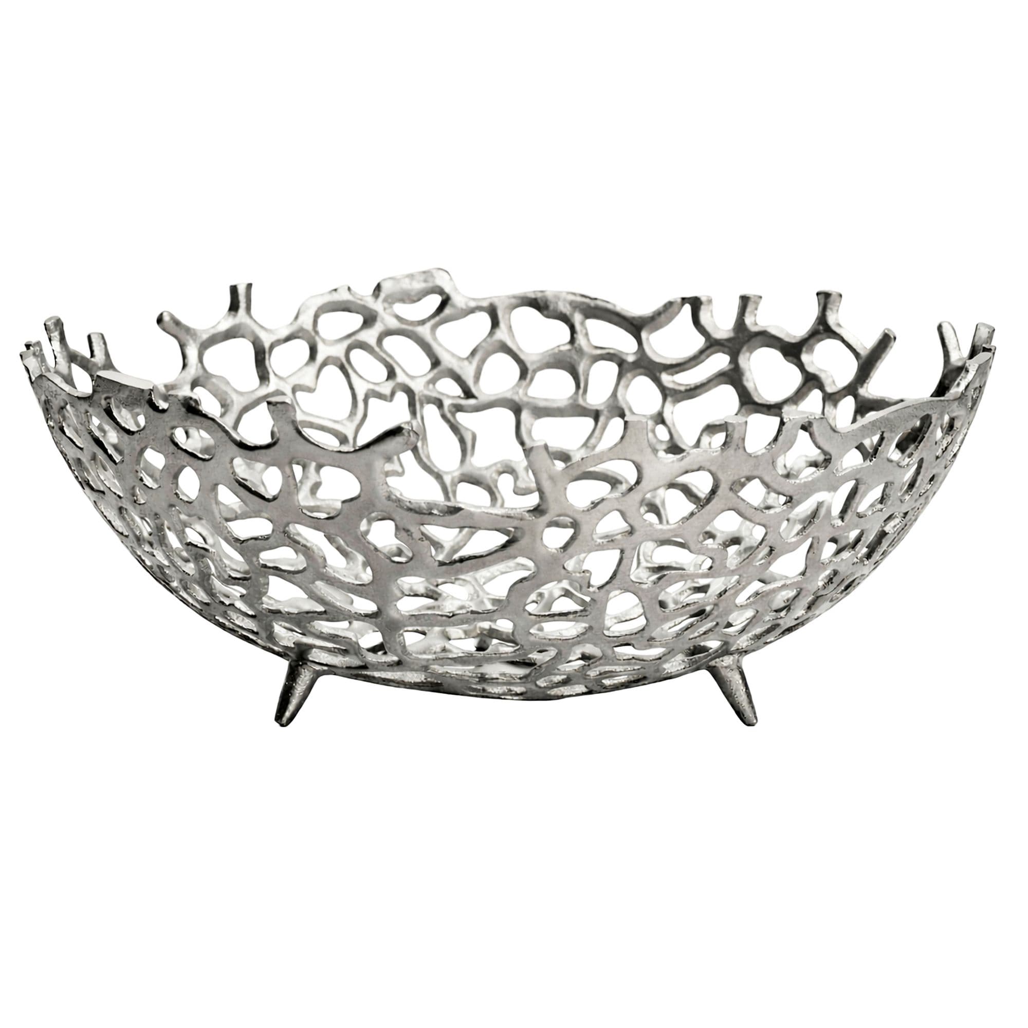 FineBuy Obstschale Rund Schale Metall 46cm Tischdeko - Moderner Obstkorb mit Fuß aus Aluminium - Elegante Dekoschale - Alu Früchtekorb Handmade