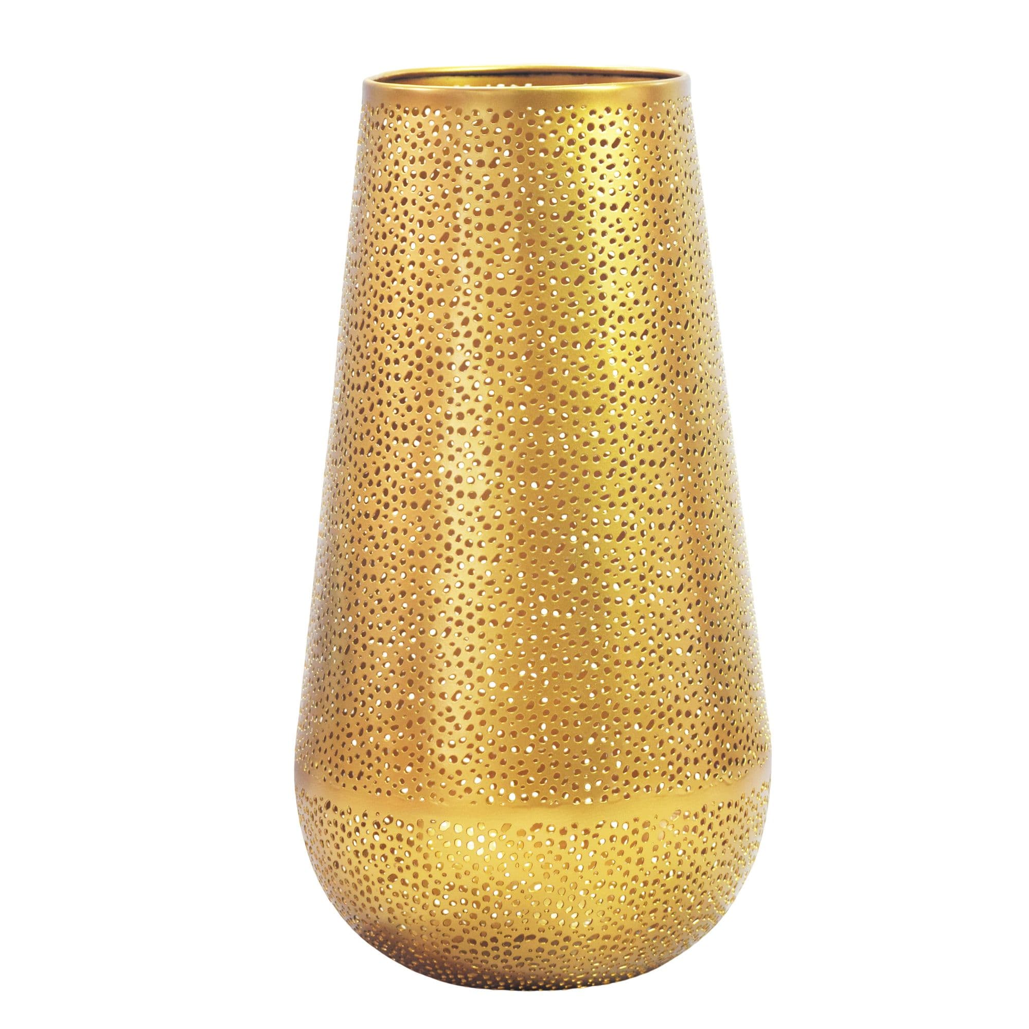 FineBuy Dekovase Metall 47cm - Design Blumenvase Groß - Metallvase Modern - Bodenvase rund für Trockenblumen - Standvase Hoch - Wohnzimmer Deko - Wohndeko Handmade