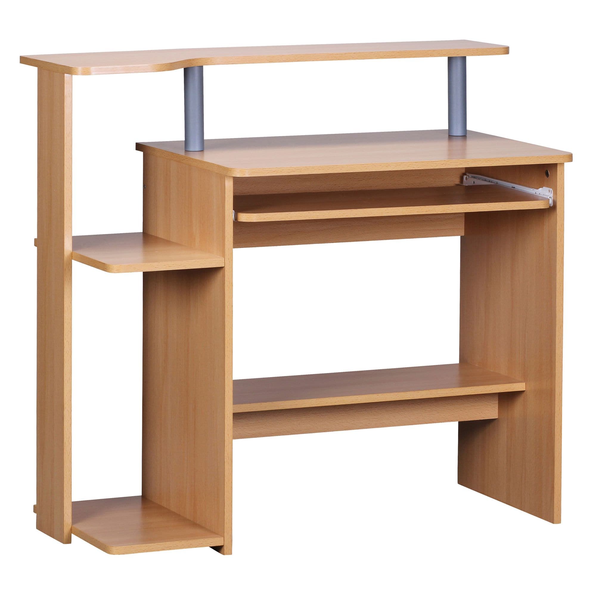 FineBuy Computertisch 94x90,5x48,5 cm Laptop Tisch Modern mit Tastaturauszug, PC-Tisch mit Drucker-Ablage platzsparend, Schreibtisch für kleine Räume mit Ablage, Laptoptisch Klein