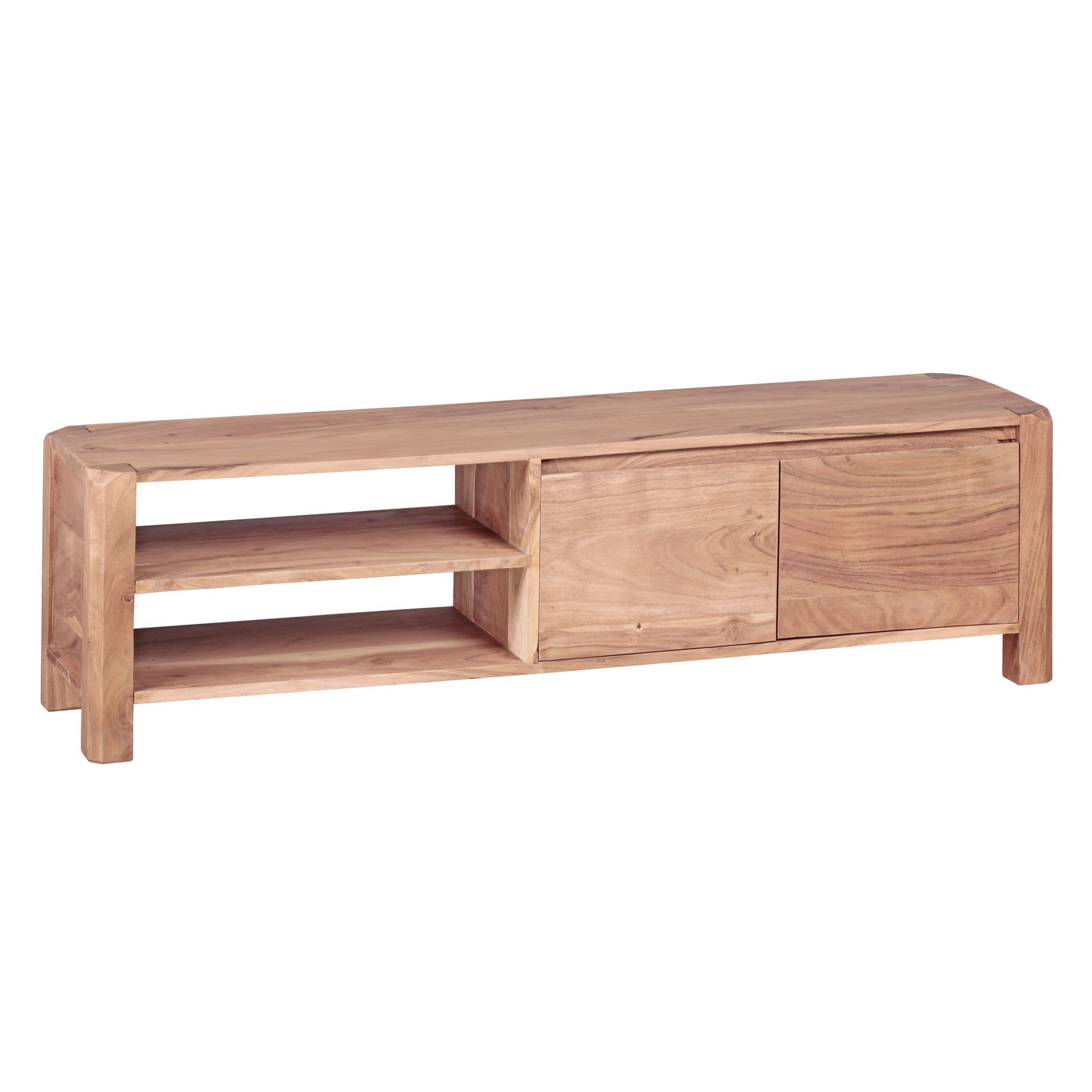 FineBuy Lowboard Massivholz Kommode 140 cm TV-Board Ablage-Fächer Landhaus-Stil Unterschrank 40 cm TV-Möbel