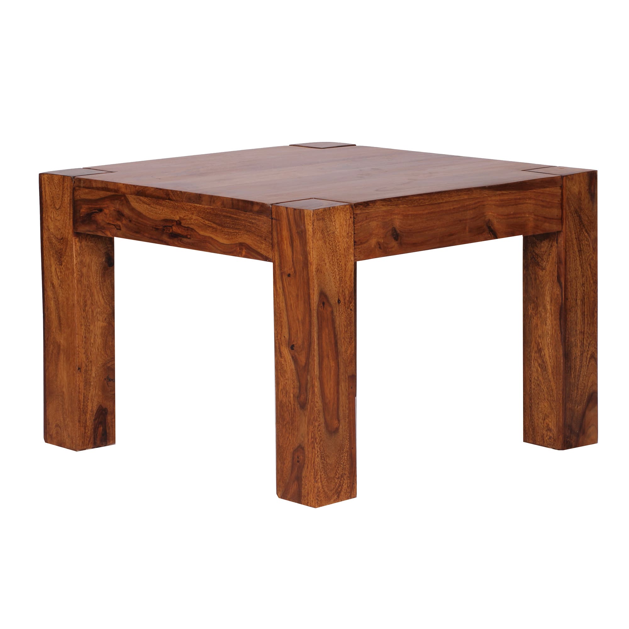 FineBuy Couchtisch Massivholz 60x60 cm · Quadratischer Wohnzimmertisch · Handgefertigt & Naturfarben · Beistelltisch aus Echtholz im modernen Design
