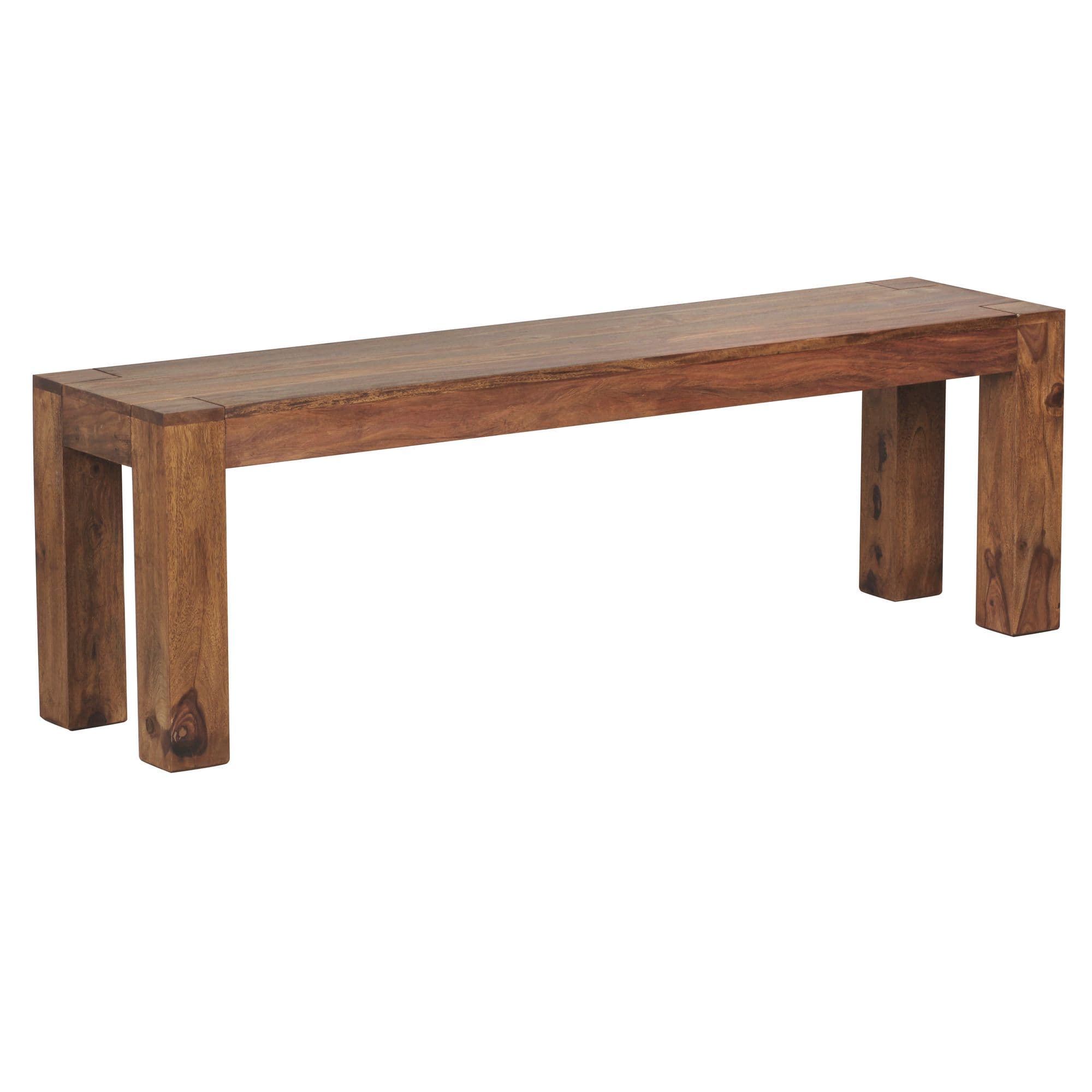 FineBuy Esszimmer Sitzbank Massiv-Holz Sheesham Holz-Bank Natur-Produkt Küchenbank im Landhaus-Stil Größe wählbar