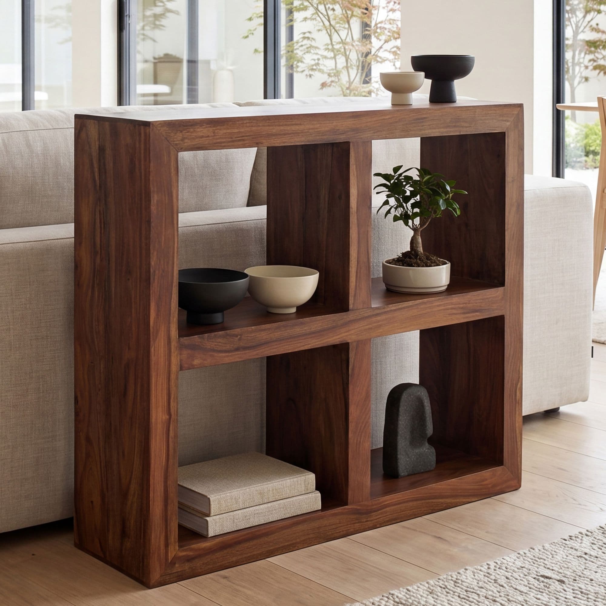 FineBuy Standregal Massivholz 82 cm hoch 4 Böden Design Holzregal Naturprodukt Landhaus Beistelltisch Farbe wählbar