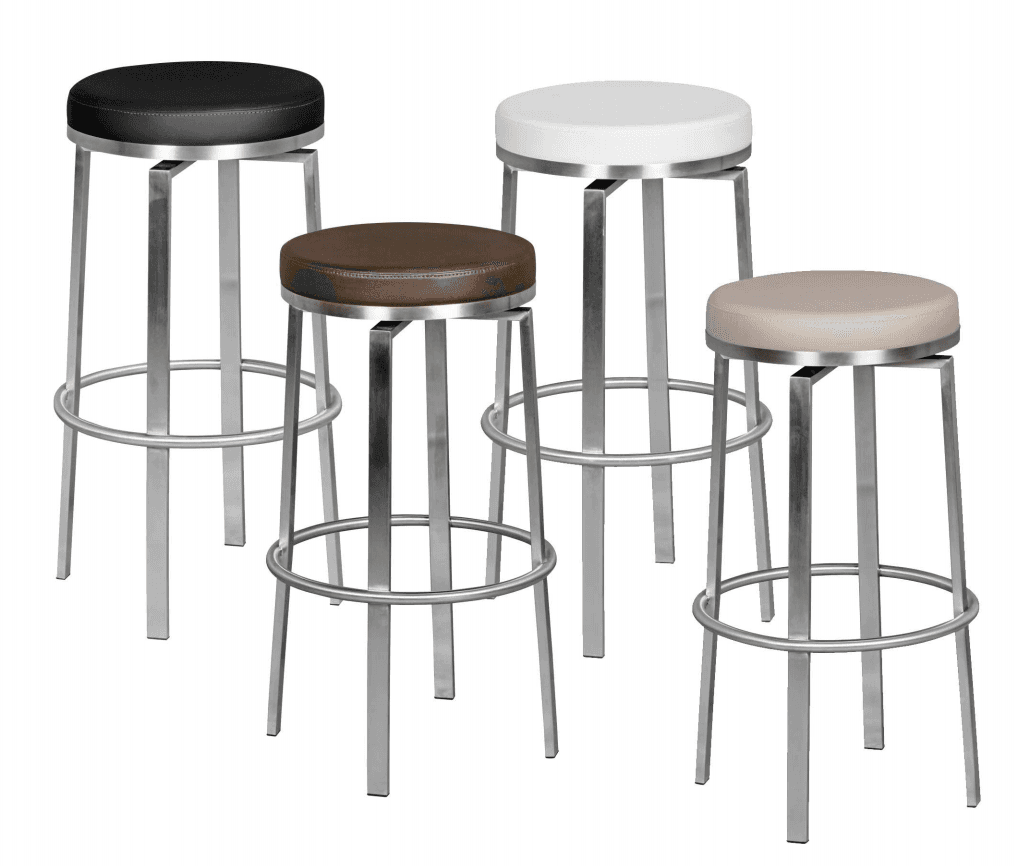 FineBuy Barhocker 42x76x42 cm Edelstahl Barstuhl 360° Drehbar, Thekenhocker Barsitz Gepolstert, Design Tresenstuhl Modern, Bistrohocker Hoch, Hoher Hocker für Bar