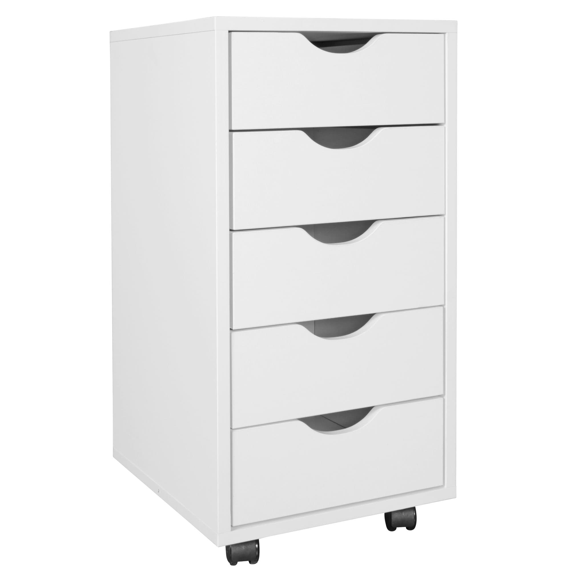 FineBuy Kinder Rollcontainer 33 x 64 x 38 cm Holz 5 Schubladen, Moderner Schubladencontainer mit Rollen, Standcontainer Bürocontainer, Rollwagen Kinderzimmer, Container Aufbewahrungsschrank