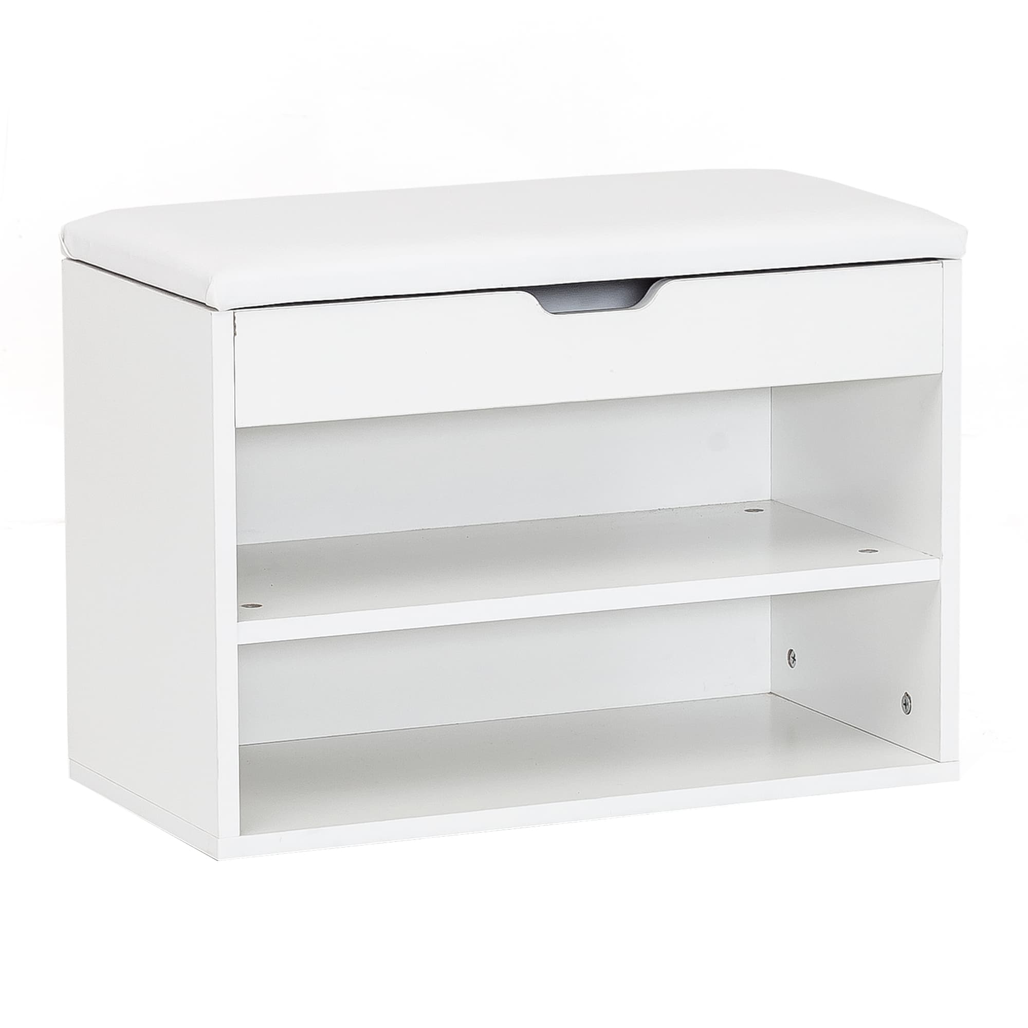 FineBuy Schuhbank mit Sitzfläche Garderoben-Bank Holz 60 x 40 x 30 cm, Holzbank klein gepolstert, Sitzbank schmal Flur mit Stauraum, Truhenbank Schuhtruhe Flurmöbel
