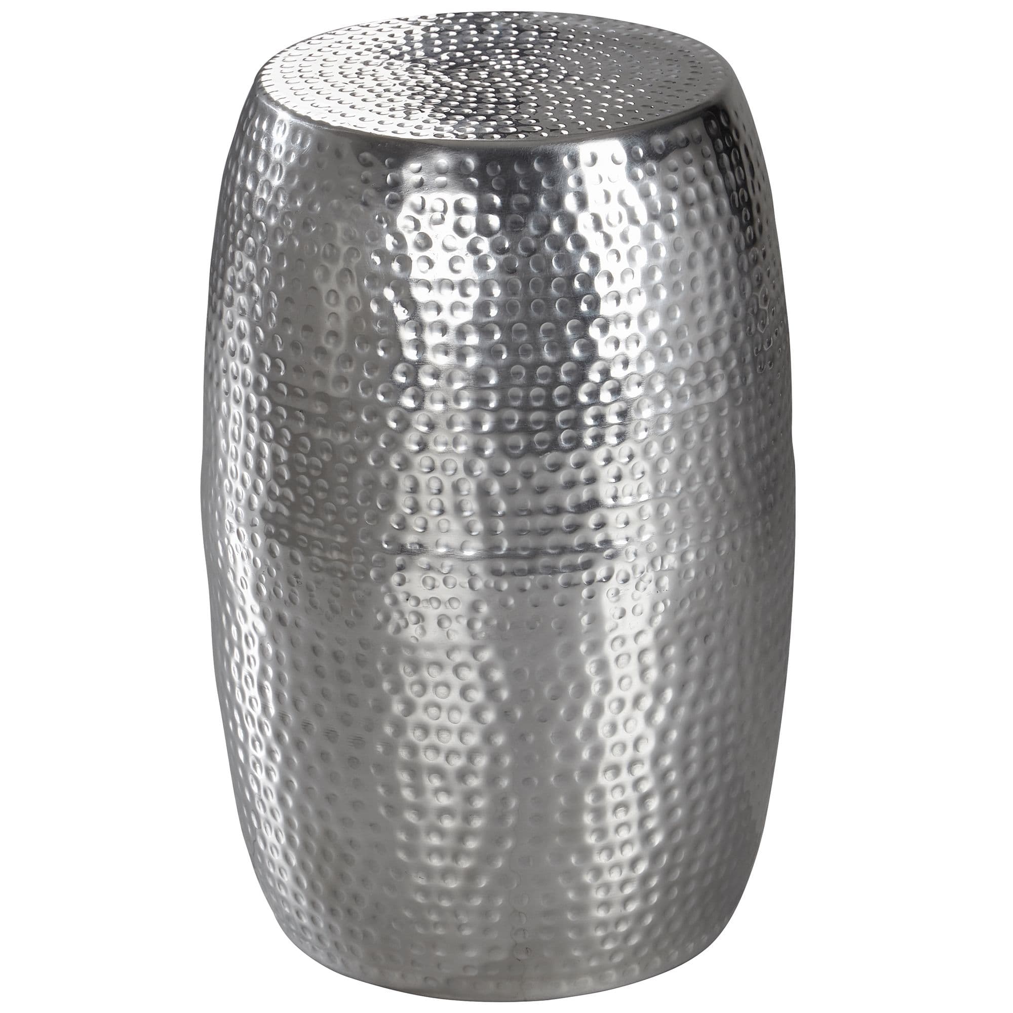FineBuy Design Beistelltisch rund 30 cm Metall - Orientalischer Wohnzimmertisch Hammerschlag Aluminium - Kleiner Couchtisch - Moderner Dekotisch Alu
