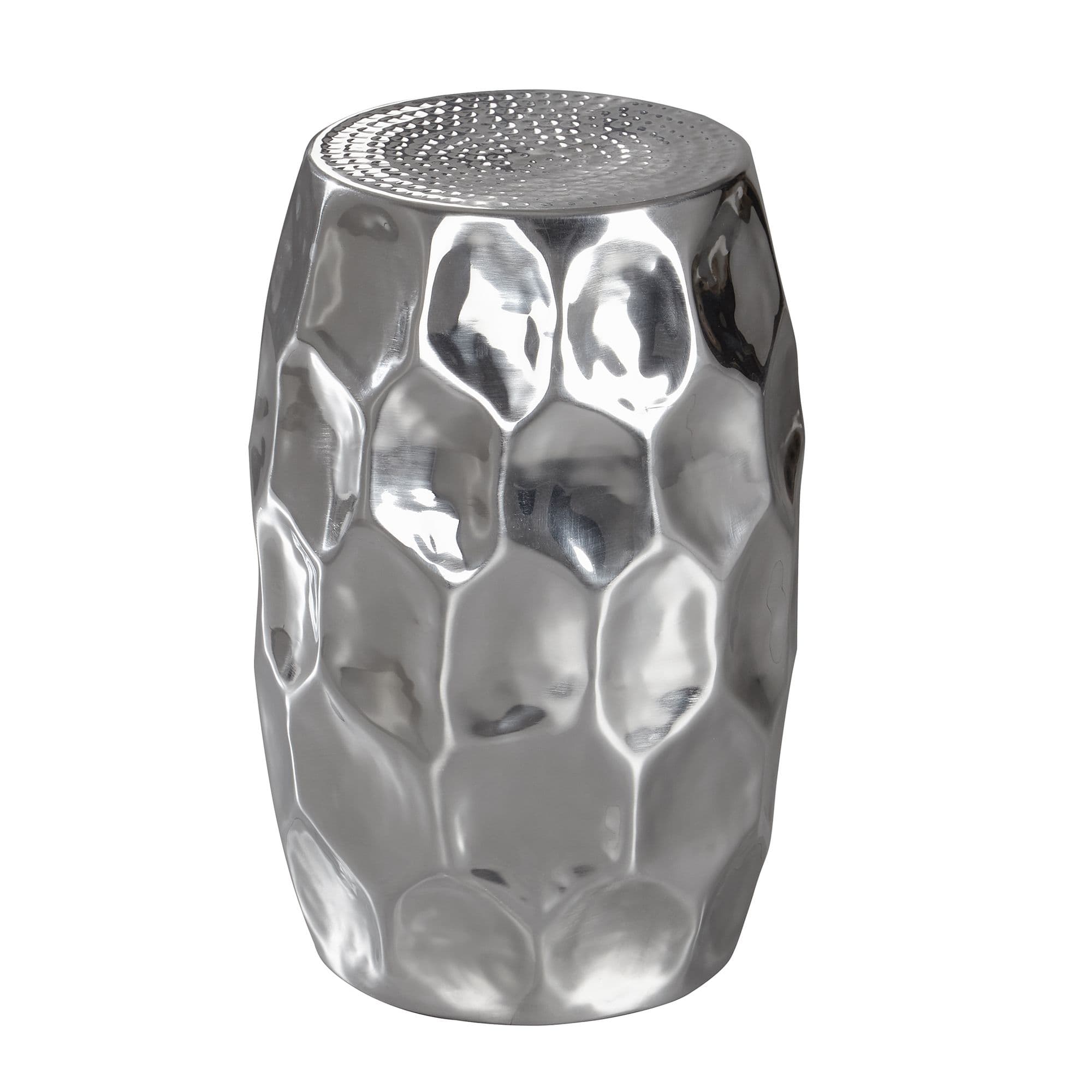 FineBuy Design Beistelltisch rund 30 cm Metall - Orientalischer Wohnzimmertisch Hammerschlag Aluminium - Kleiner Couchtisch - Moderner Dekotisch Alu