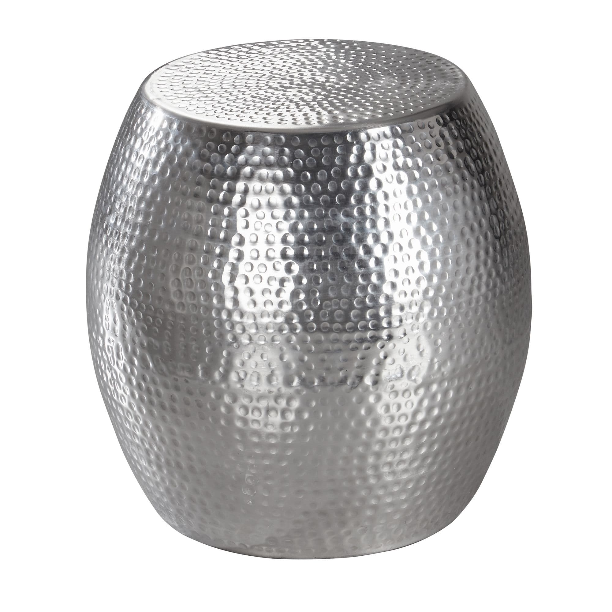 FineBuy Beistelltisch rund 42 cm Metall - Orientalischer Design Wohnzimmertisch Aluminium - Hammerschlag Alu kleiner Couchtisch - Dekotisch