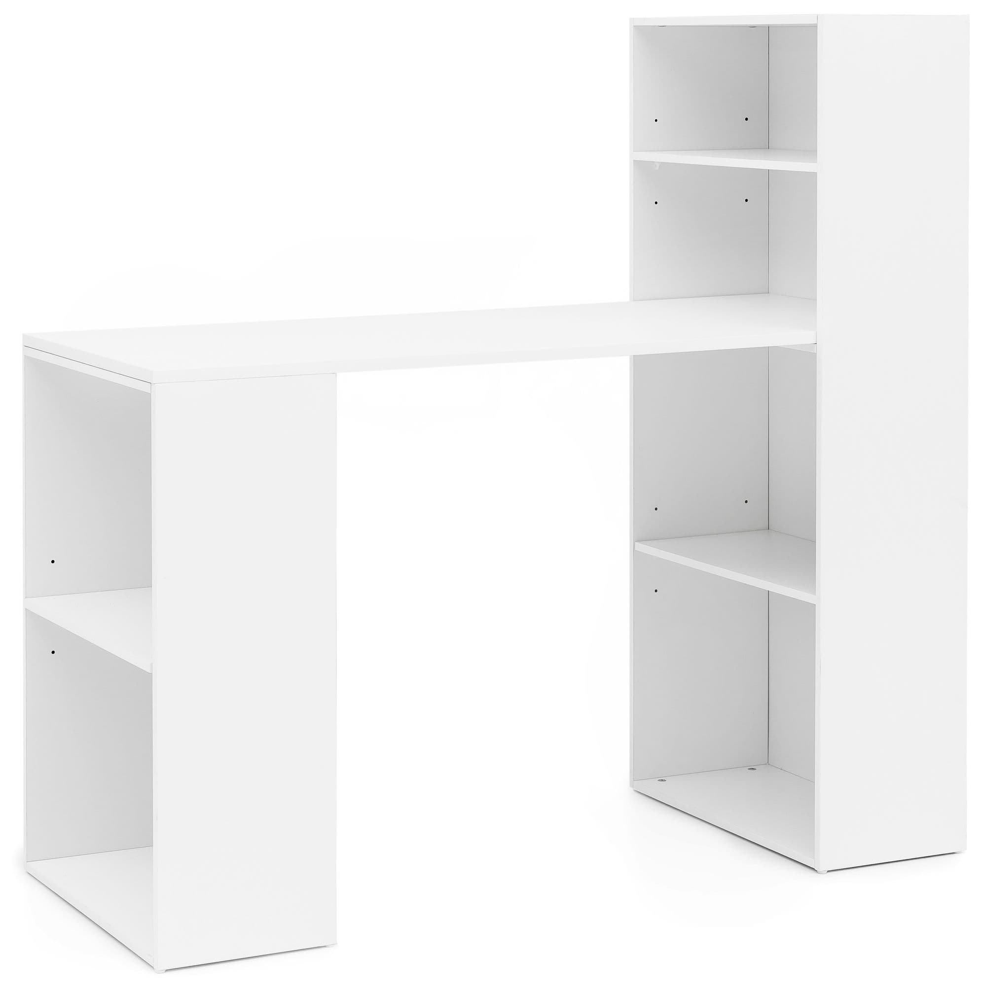 FineBuy Schreibtisch mit Regal 120x120x53 cm Holz Modern, Schreibtischregal Ablagefächer PC Tisch, Computertisch mit Ablage, Design Tisch Büro mit Aufbewahrung