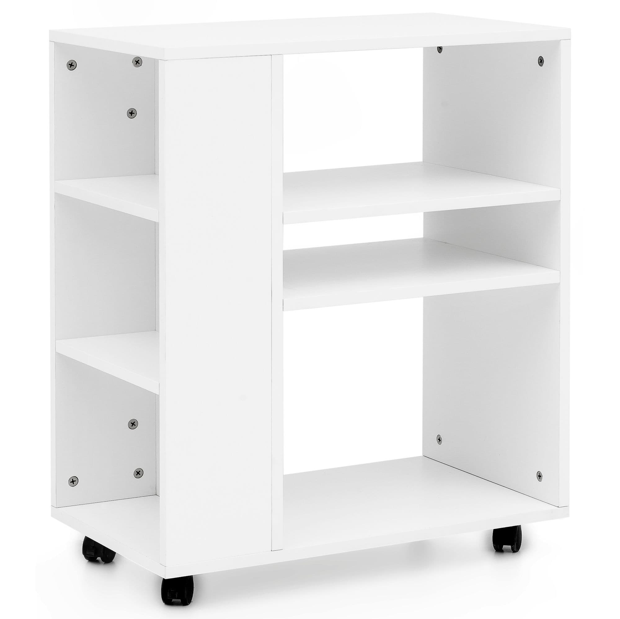 FineBuy Regal 60x35x75 cm Regalwagen mit Rollen Holz, Schmales Küchen-Regal, Telefontisch Rollwagen Modern, Bücher-Regal schmal Standcontainer Hoch