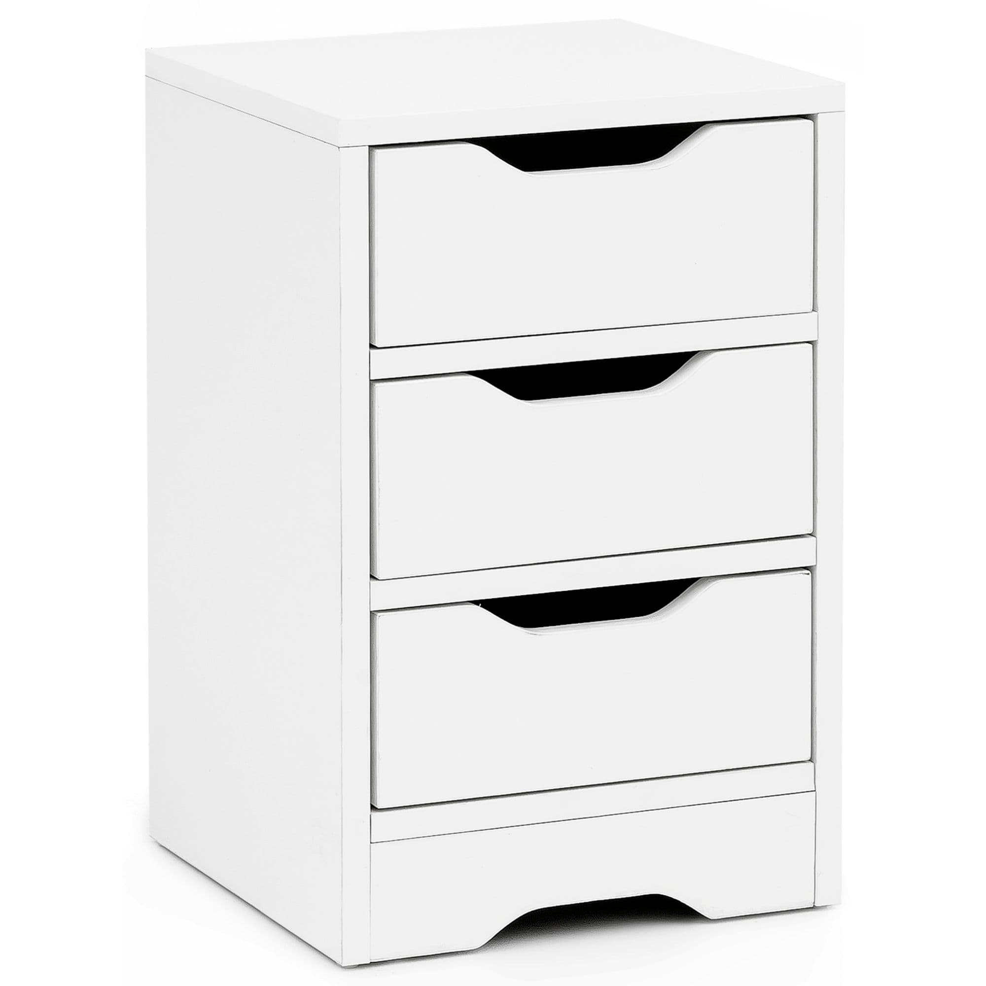 FineBuy Nachtkonsole 31x49x31 cm Matt mit 3 Schubladen, Nachtkommode mit Stauraum, Nachttisch Schlicht Modern, Nachtschränkchen Klein, Bettkommode Schlafzimmer