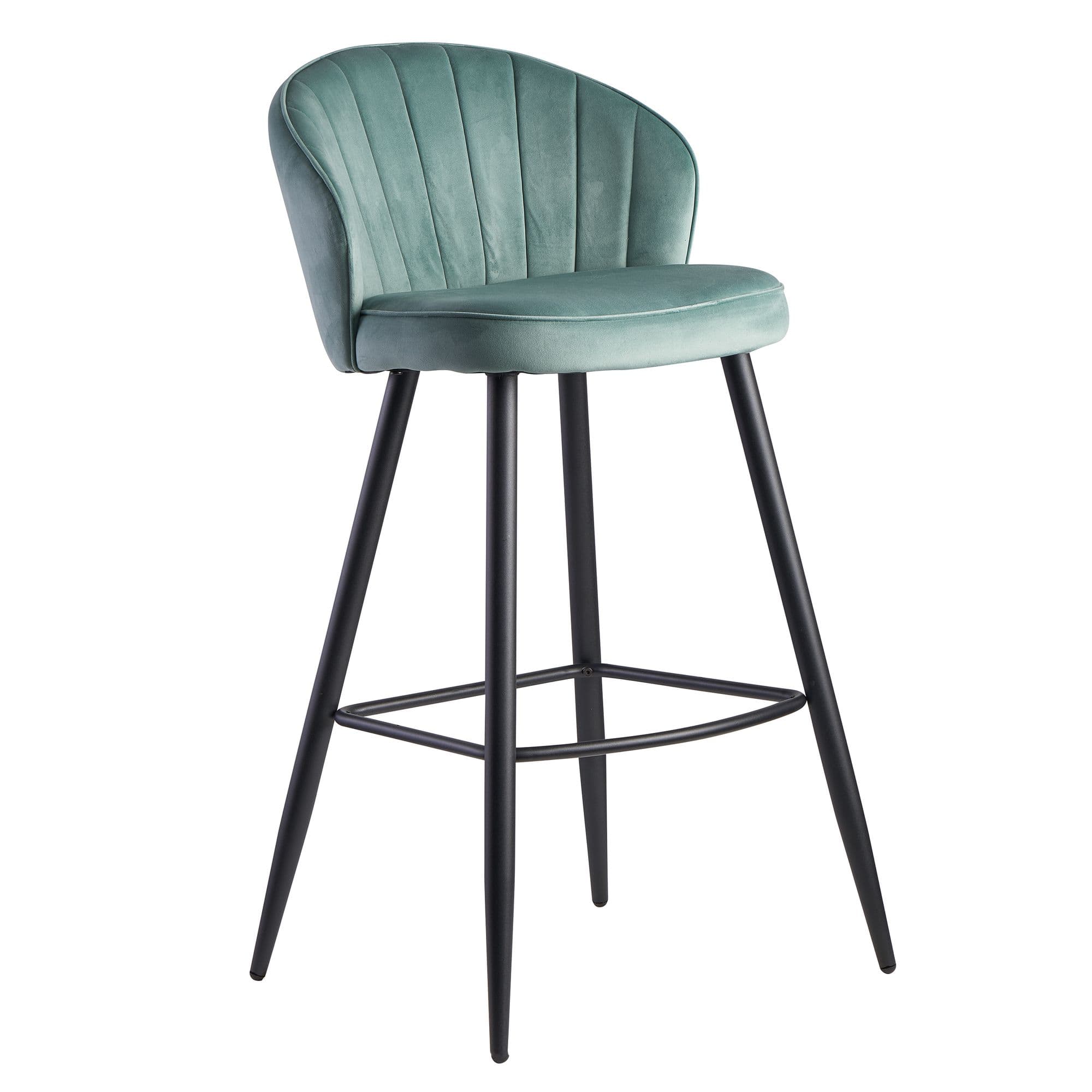 FineBuy Barhocker Samt Hocker mit Lehne, Küchenhocker Skandinavisch Stoff / Metall 110 kg, Design Barstuhl Tresenhocker, Bistrohocker Gepolstert