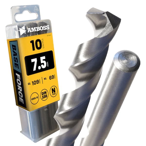 10 x BASE Force Metallbohrer DIN 338 - Ø:7.5 mm