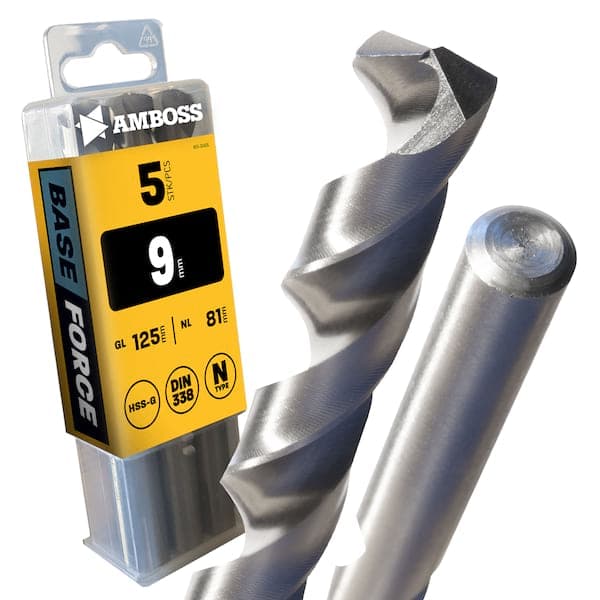 5 x HSS-G BASE Force Metallbohrer DIN 338 - Ø:9 mm