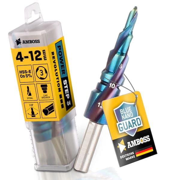 AMBOSS Stufenbohrer HSS-E Co 5% D:4-6-8-10-12mm TiAlSiN nano blue coating
