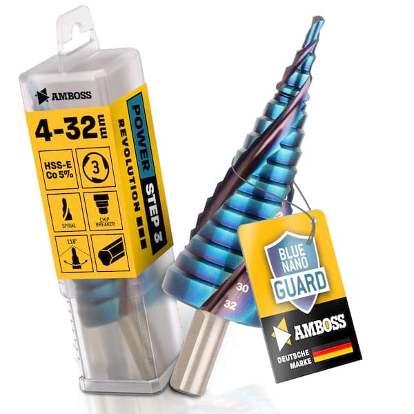 AMBOSS Stufenbohrer HSS-E Co 5% D:4-6-8-10-12-14-16-18-20-22-24-26-28-30-32mm TiAlSiN nano blue coating