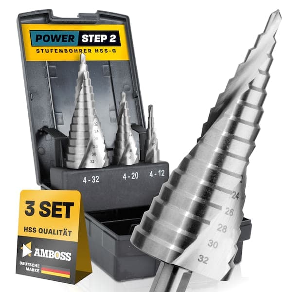 AMBOSS HSS-G Stufenbohrer Set 3-teilig 4-12. 4-20. 4-32mm 2schneider