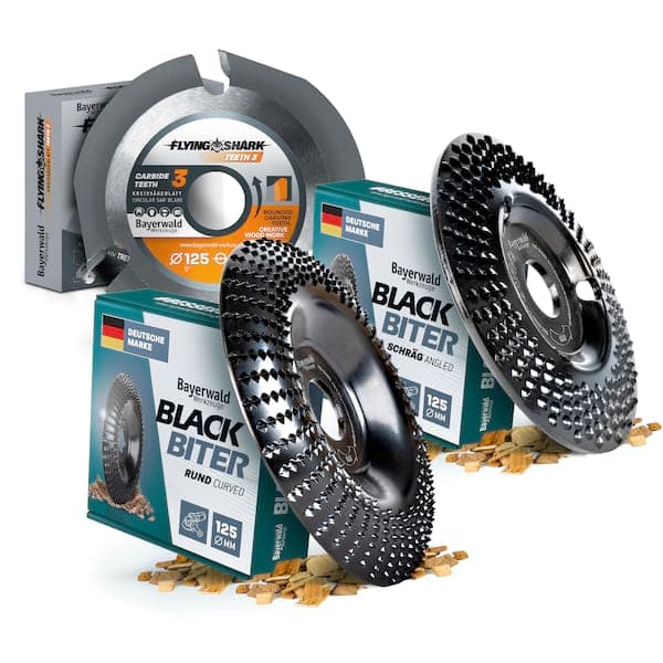 Bayerwald Wood Shaping Set - Black Biter rund, Standard & Flying Shark - Kraftvolle Präzision für kreative Holz- & Materialbearbeitung
