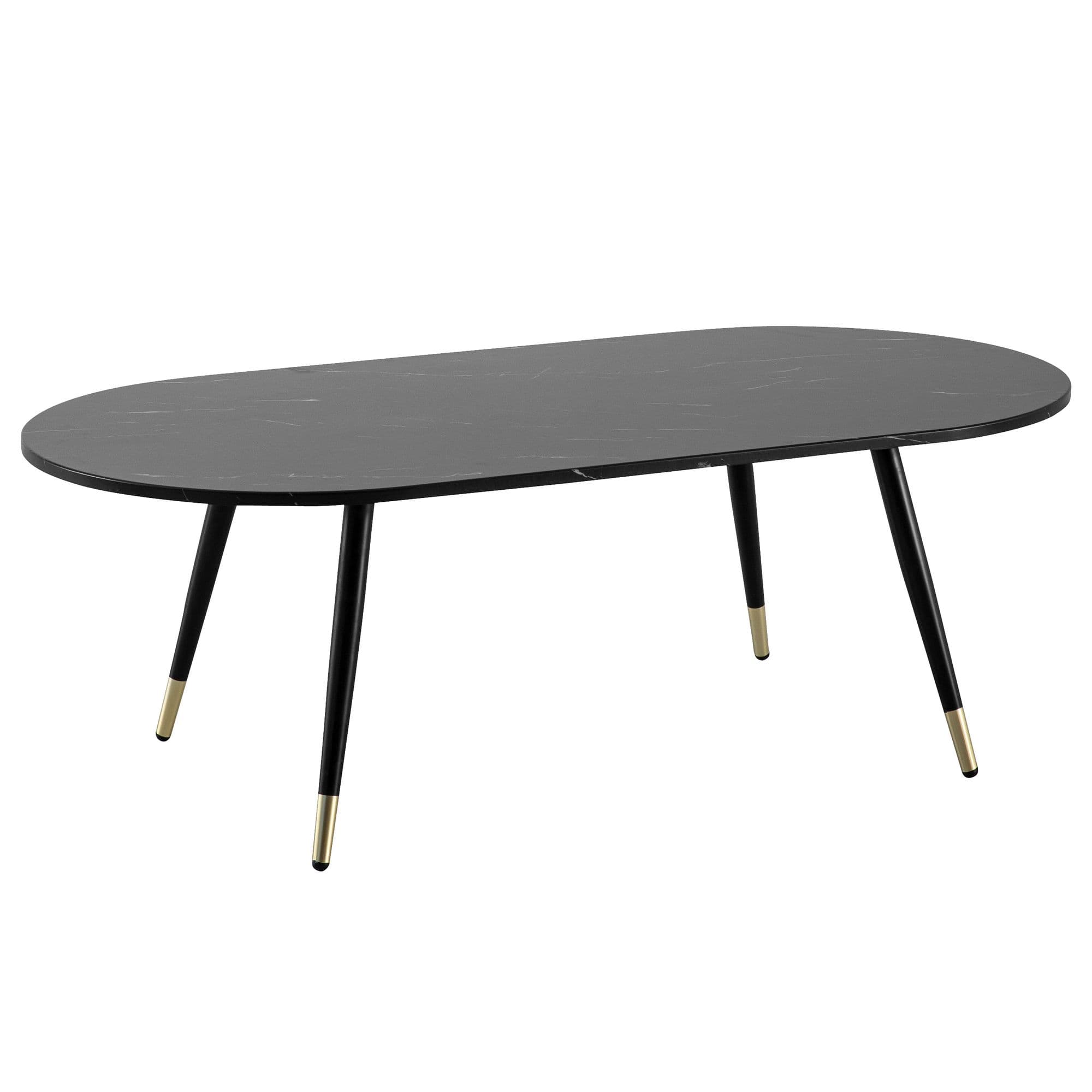 FineBuy Couchtisch 120x60x41,5 cm mit Marmor Optik Modern, Design Wohnzimmertisch mit Metall-Gestell, Sofatisch Oval Tisch Groß, Beistelltisch Wohnzimmer