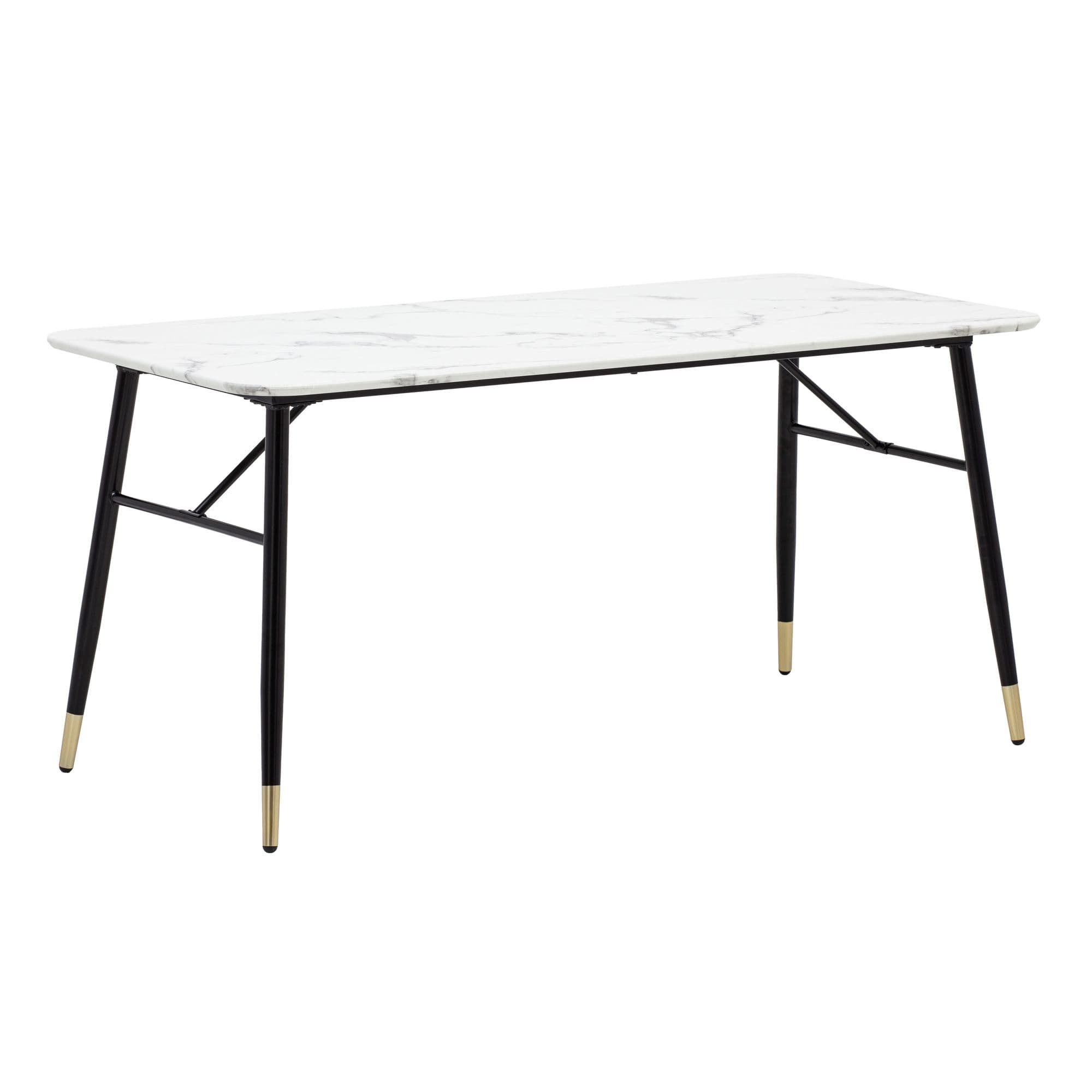 FineBuy Esszimmertisch Weiß Esstisch in Marmor-Optik Modern, Küchentisch mit Metallbeinen, Speisetisch Rechteckig, Tisch Esszimmer