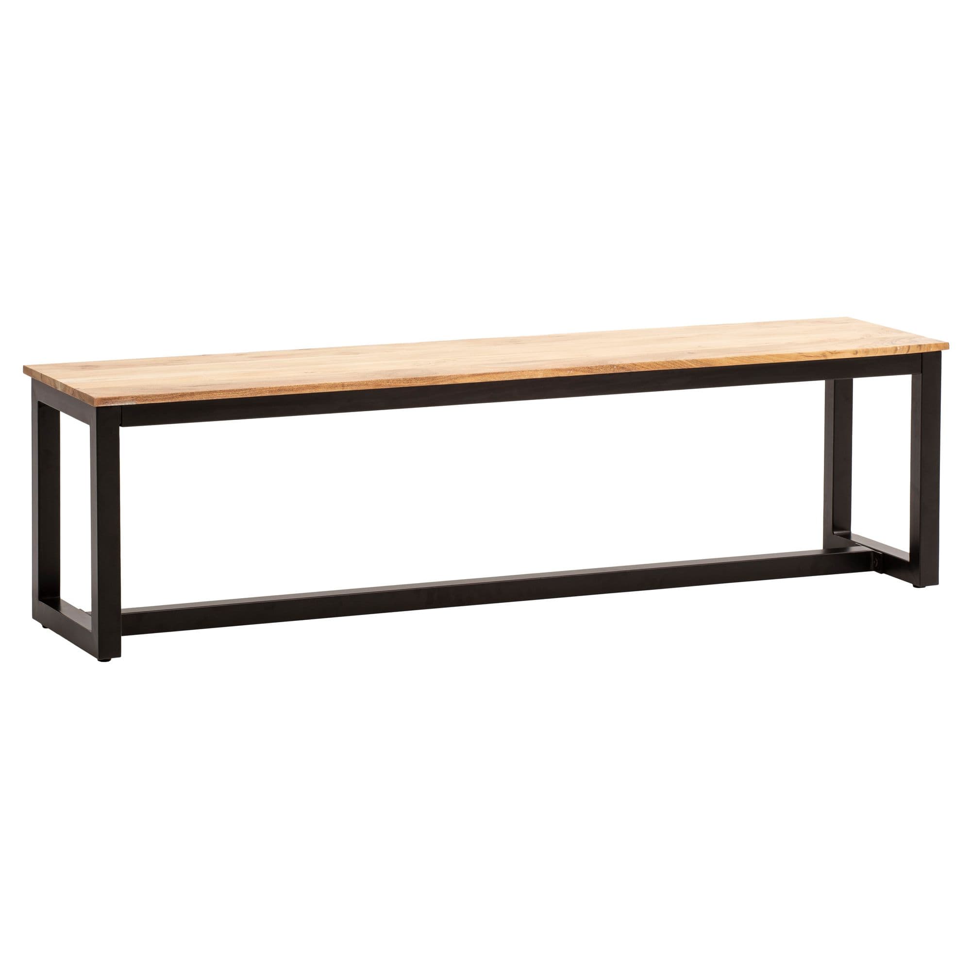 FineBuy Esszimmerbank Akazie Massivholz Metall Loft-Style, Esstischbank Holzbank Massiv ohne Lehne, Küchenbank Essbank Industrial, Sitzbank Esszimmer