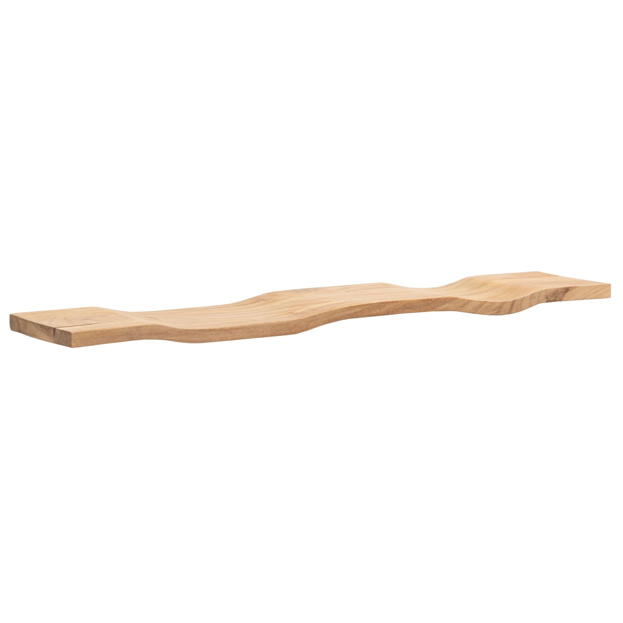 FineBuy Wandregal Akazie Massivholz - Schwebendes Design Regal für die Wand Holz massiv - Hängeregal in Wellenform - Wandboard aus Echtholz