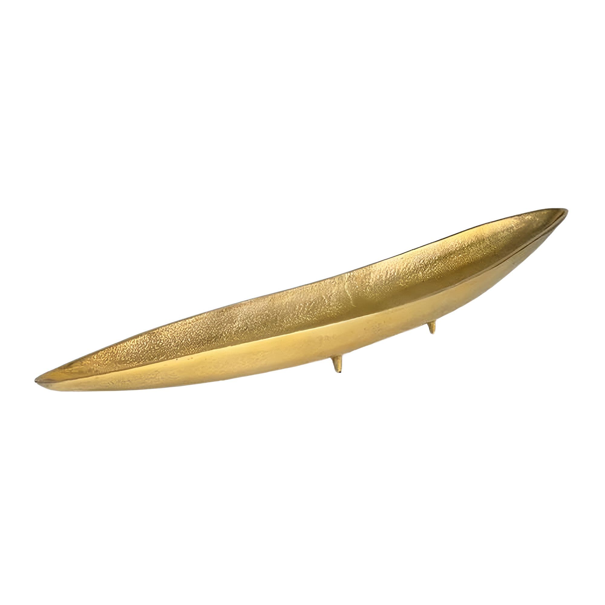 FineBuy Dekoschale Gold Aluminium Schale - Design Tischdeko Metall Wohnzimmer - Alu Wohnaccessoire Modern - Metallschale Dekoration - Aluschale lang schmal Handmade