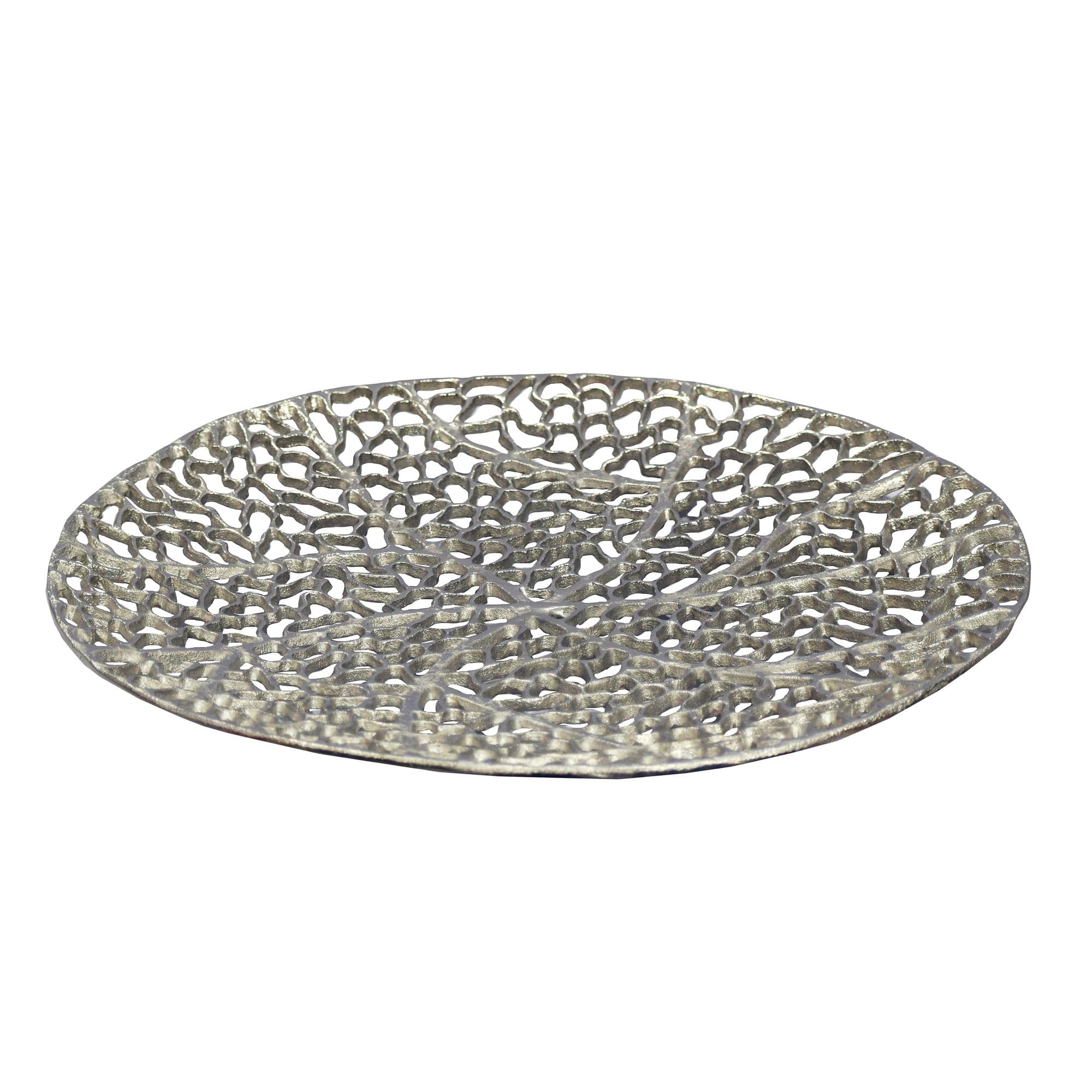 FineBuy Dekoschale Rund Schale Metall 44cm Tischdeko - Moderne Metallschale mit Fuß aus Aluminium - Elegante Aluschale - Alu Dekoteller Obstschale Handmade
