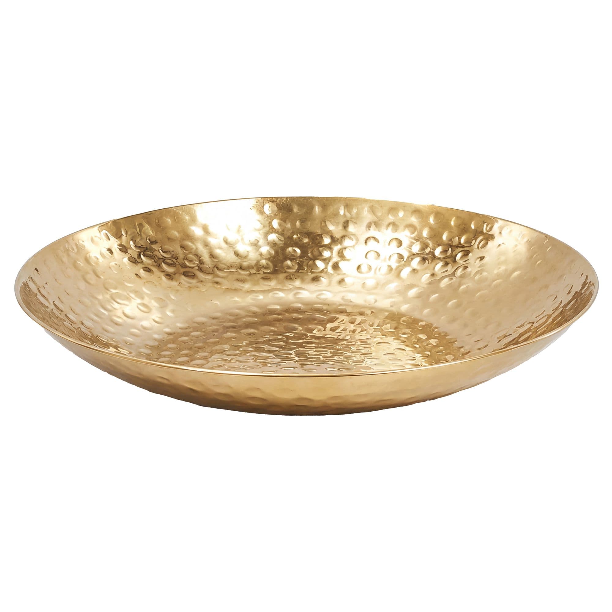 FineBuy Obstschale Rund Gold Schale Metall Tischdeko - Moderner Obstkorb Hammerschlag aus Aluminium - Elegante Alu Früchteschale Handmade